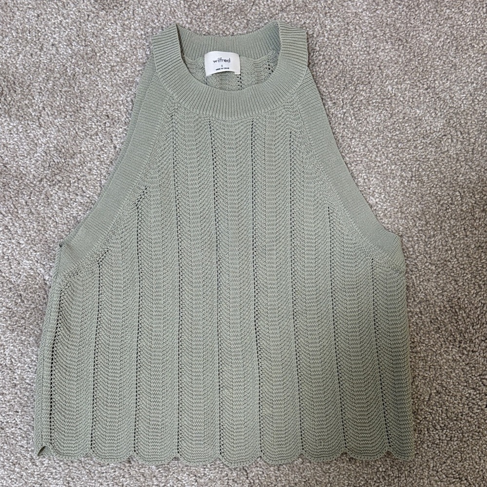 Aritzia Sage Green Knit Tank Top